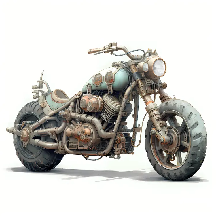 Steampunk Motorcycle with Vintage Design