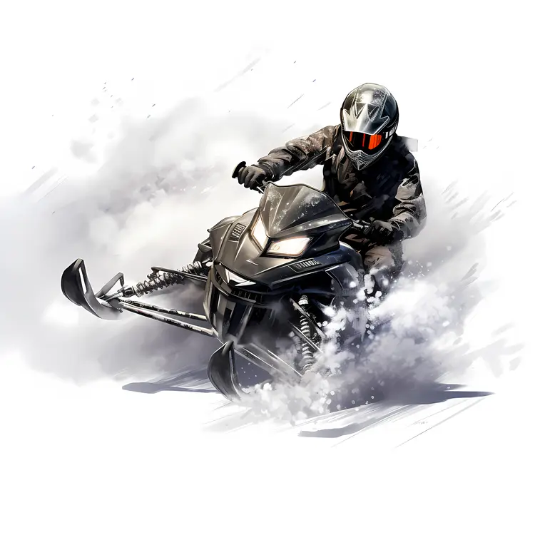 Snowmobile Rider in Black Gear