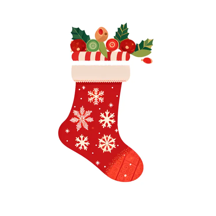 Red Christmas Stocking with Snowflakes
