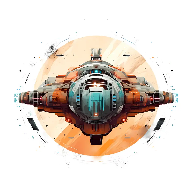 Futuristic Spaceship Illustration in Sci-Fi Style