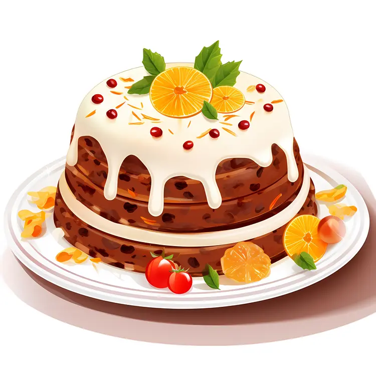 Delicious Cake with Frosting and Fruit