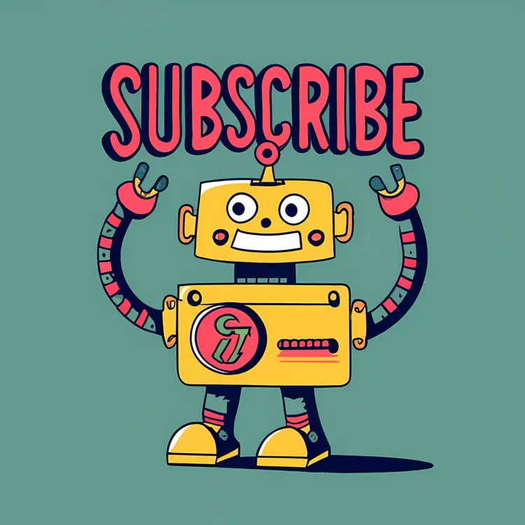 Yellow Robot with Subscribe Text