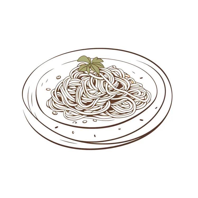 Spaghetti on Plate Illustration