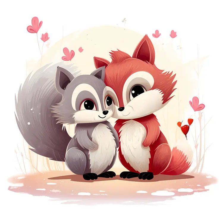 Adorable Squirrels with Hearts