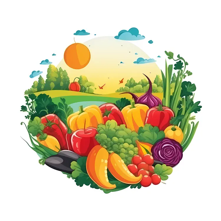 Colorful Vegetables in a Sunny Garden