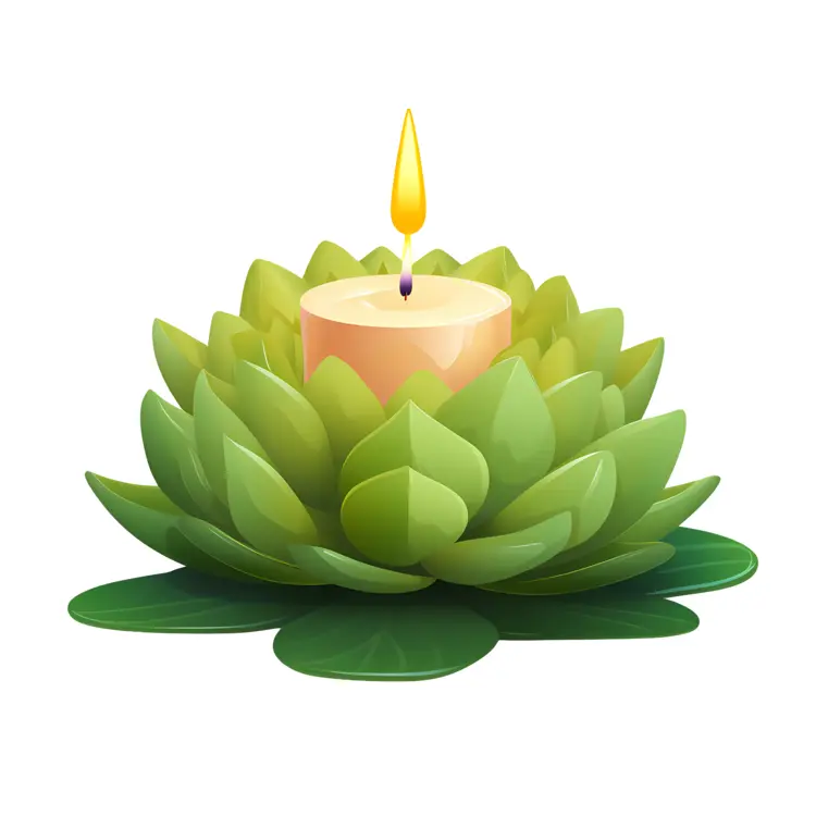 Green Candle in Lotus Flower