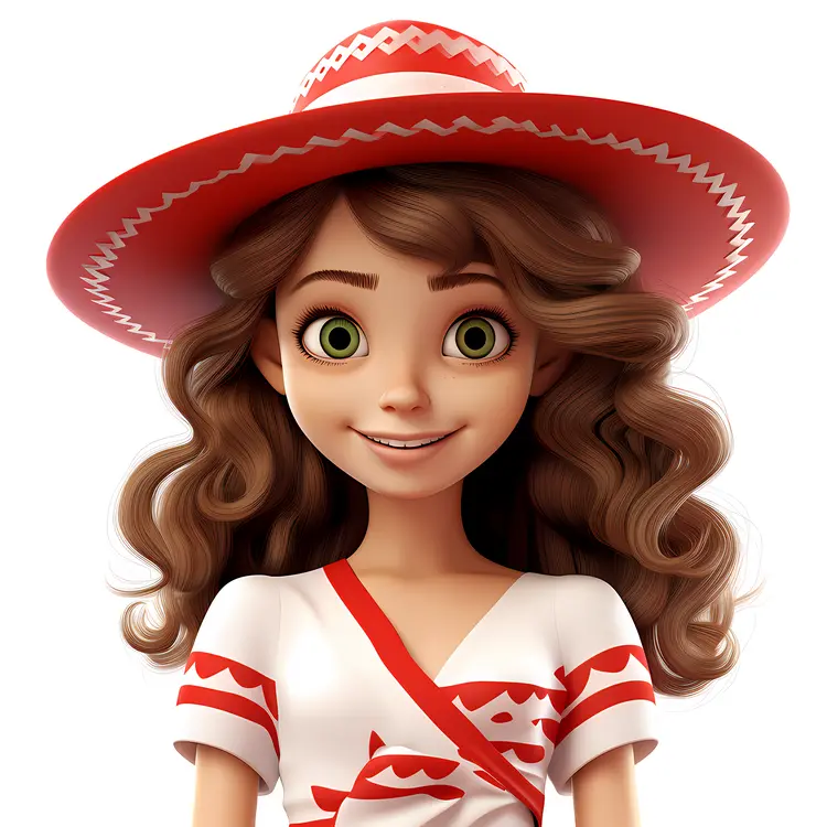 Cute Cartoon Girl in Sombrero