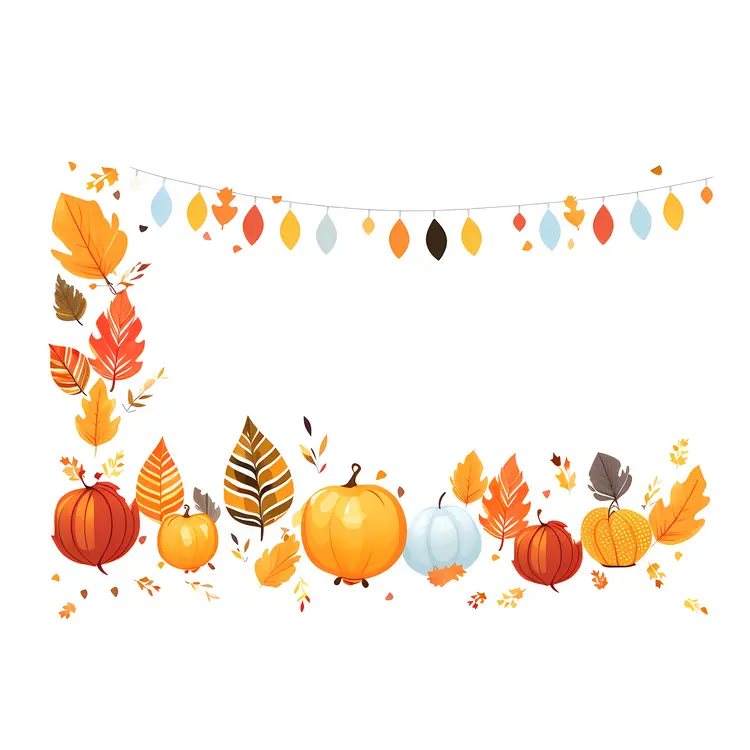 Colorful Pumpkins and Leaves for Autumn Decoration