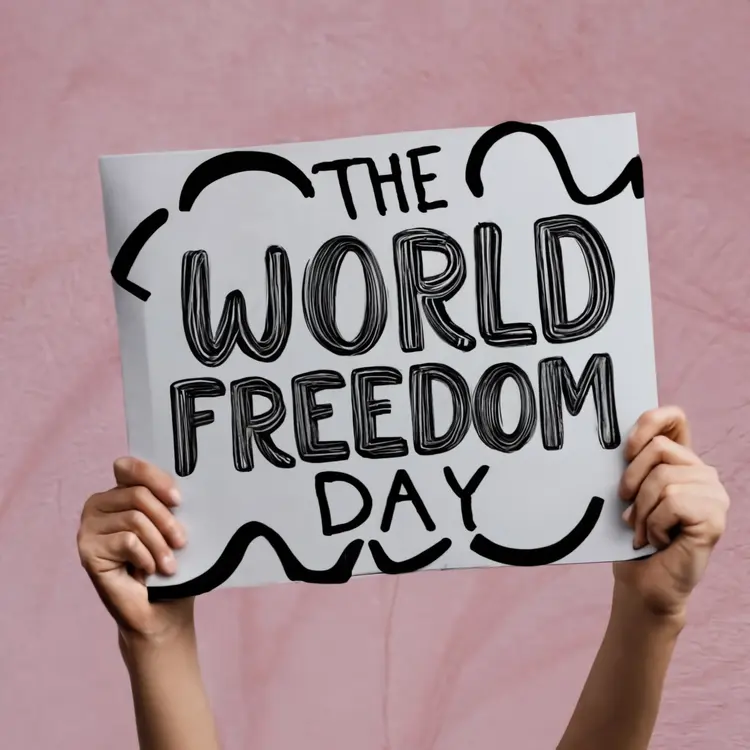 World Freedom Day Sign Held by Hands