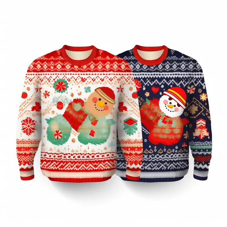 Festive Christmas Sweaters with Snowman Design