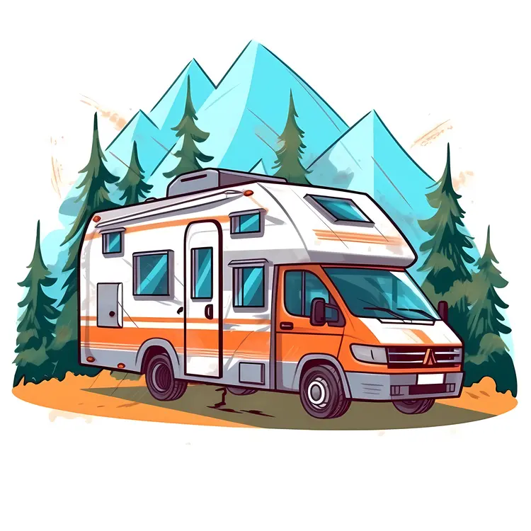 Camper Van in Mountainous Camping Site