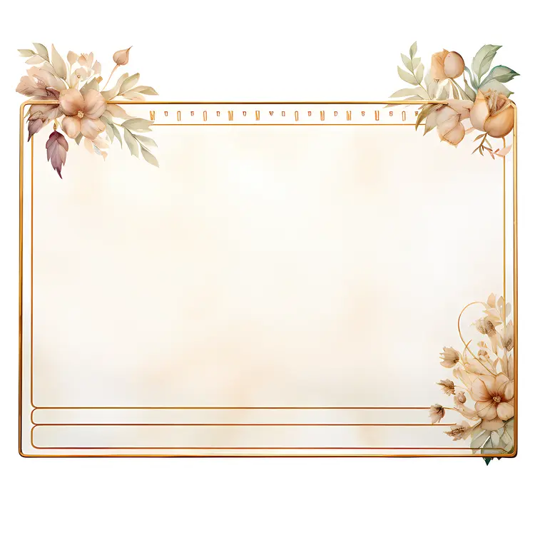 Yellow and Orange Floral Border with Leaves