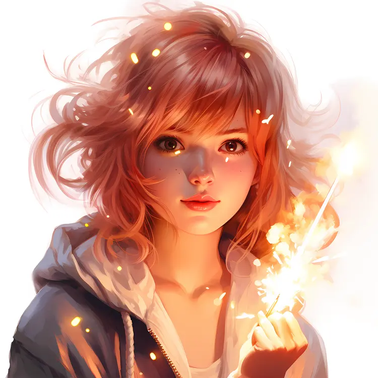 Happy Girl with a Sparkler