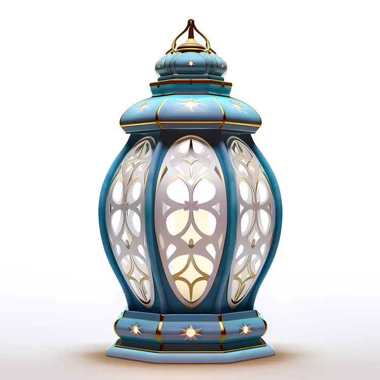Blue Lantern with Floral Cutouts