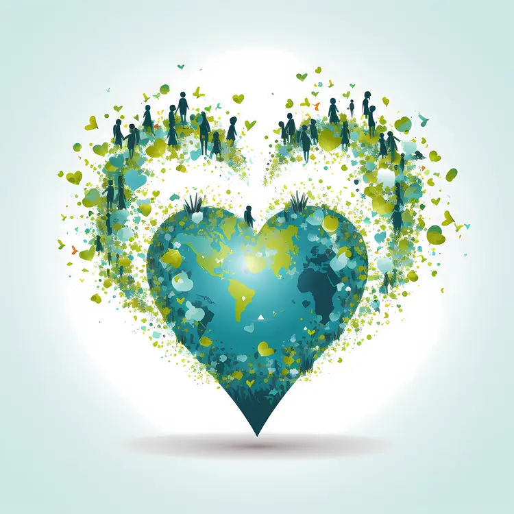 Heart-Shaped World with People