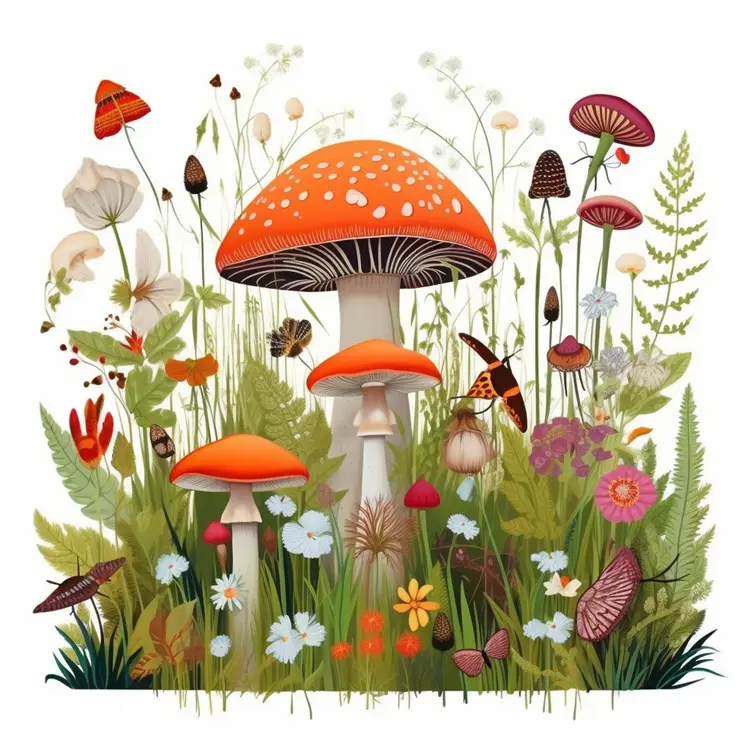 Red Mushrooms in Nature