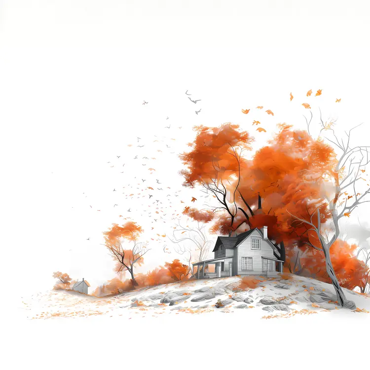 House with Autumn Trees