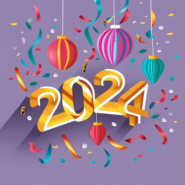 2024 New Year Confetti and Ornaments