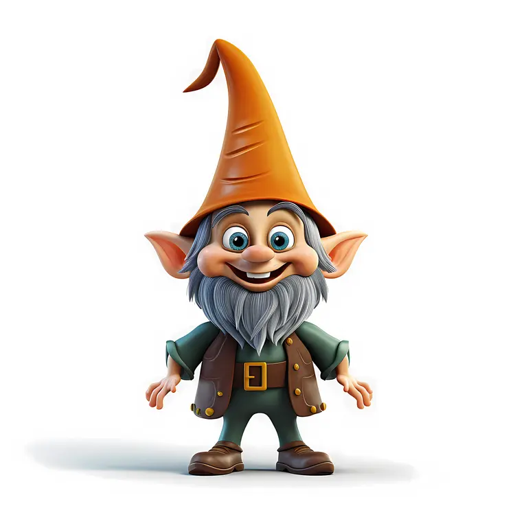 Cute Gnome with Orange Hat and Beard
