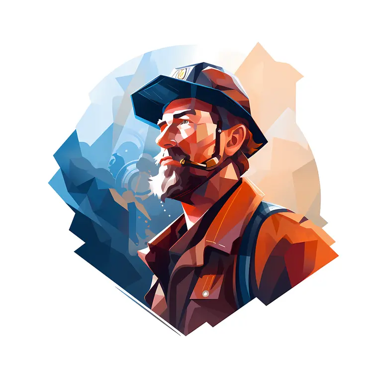 Miner with Tools in a Mining Area