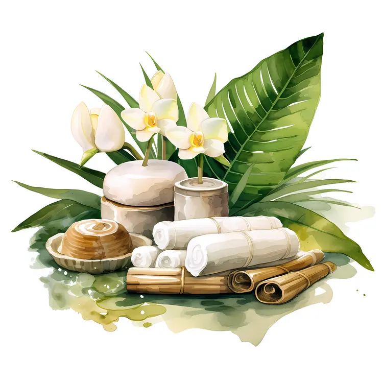 Spa Towels and Flowers for a Soothing Experience