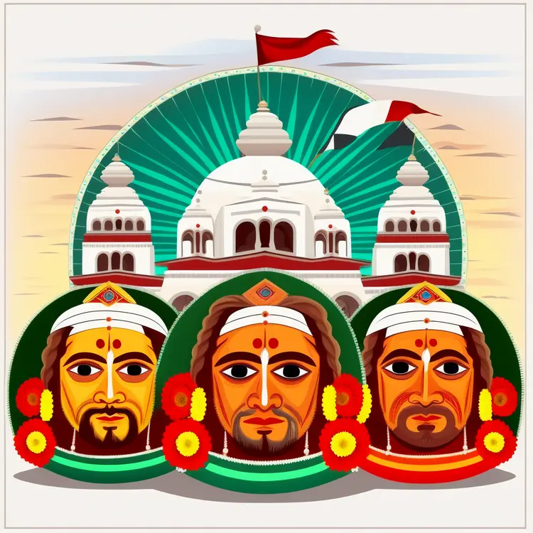 Temple and Deities Illustration for Festival Celebration
