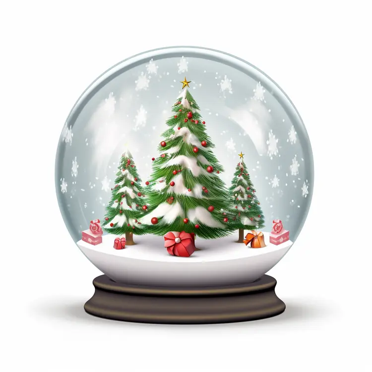 Christmas Snow Globe with Trees and Presents
