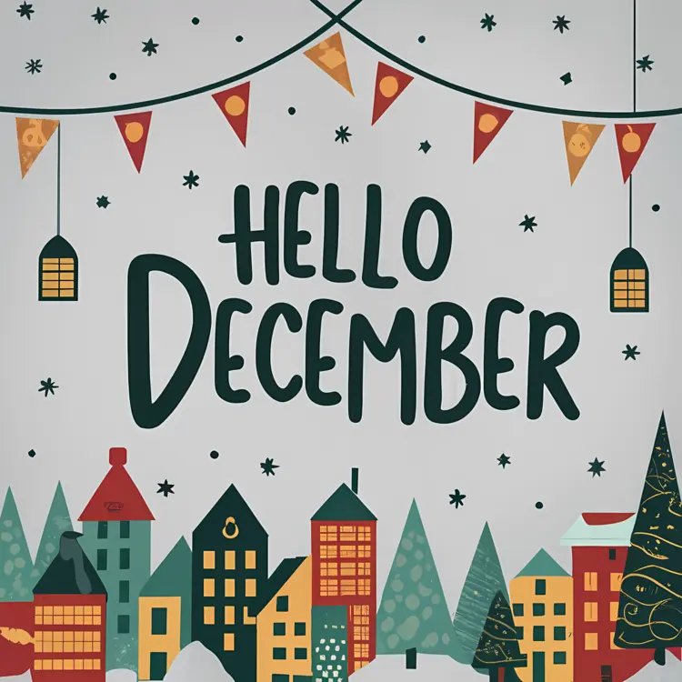 Houses with Hello December Text