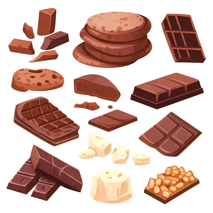 Various Types of Chocolate and Cookies