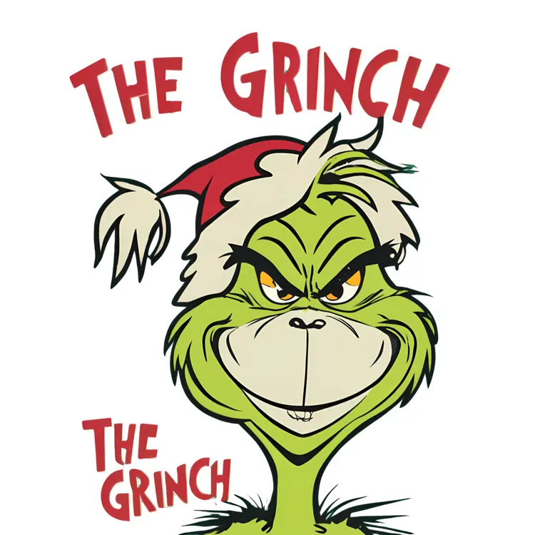 Grinch in Santa Hat with The Grinch Text