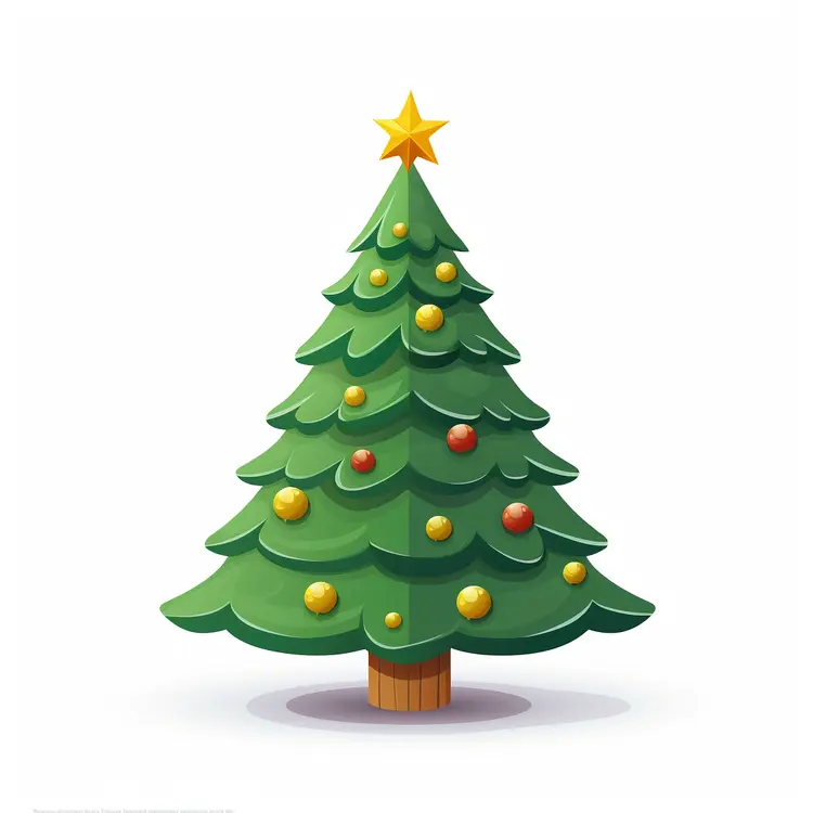 Christmas Tree with Yellow and Red Ornaments