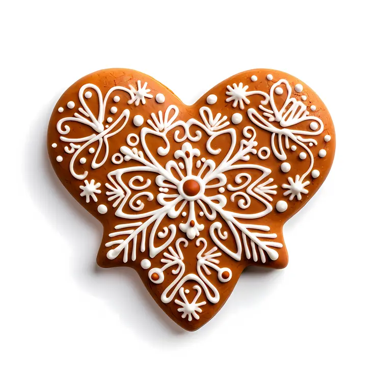 Intricately Decorated Heart-shaped Gingerbread