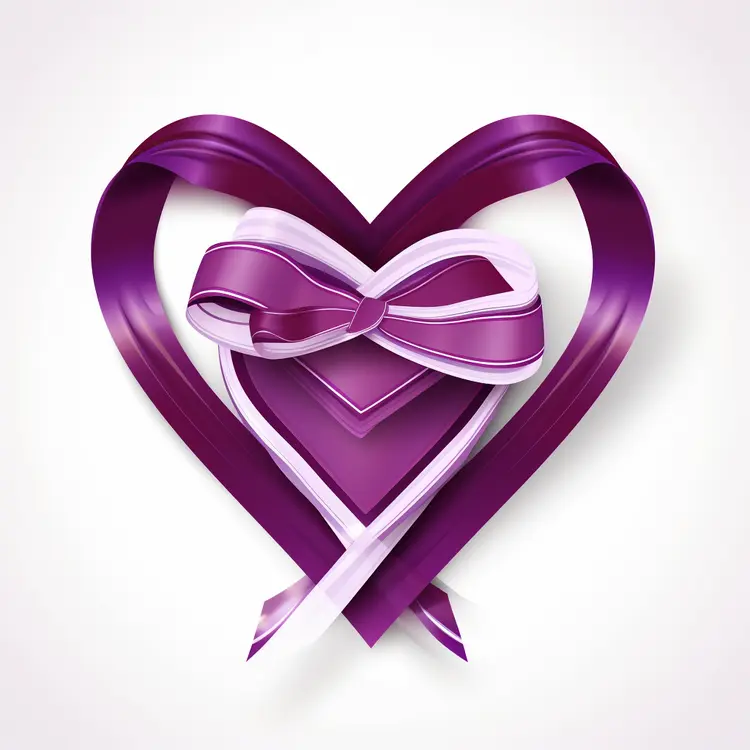 Purple Heart Ribbon with Bow for Valentine's Day