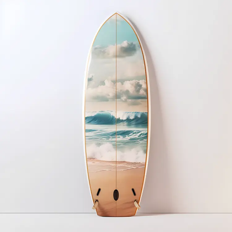 Wave Surfboard with Clouds