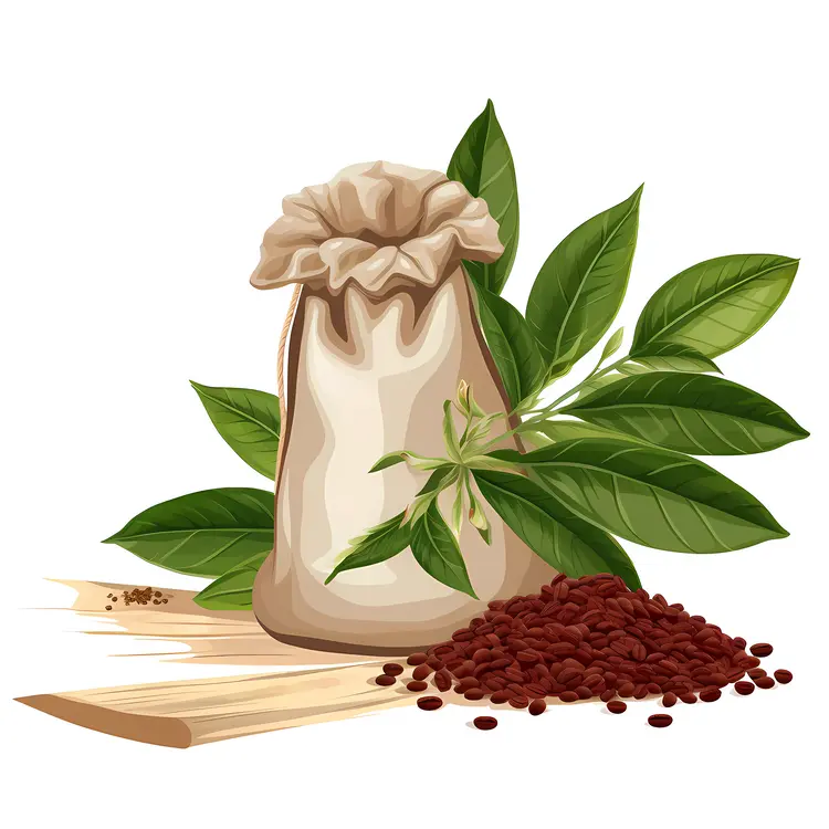 Coffee Beans and Plant with Sack