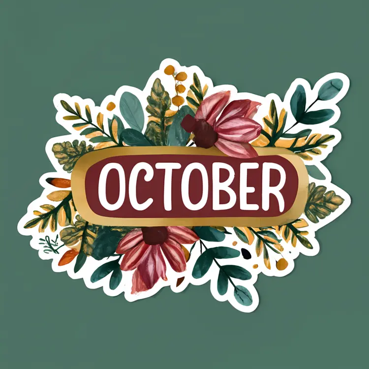 October with Autumn Leaves and Flowers