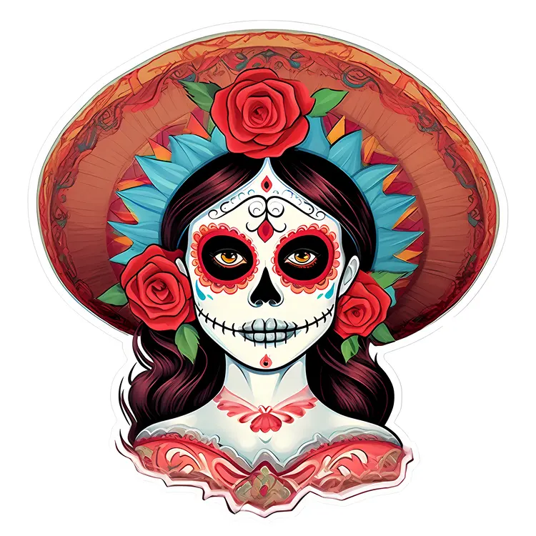 Colorful Sugar Skull Woman for Day of the Dead