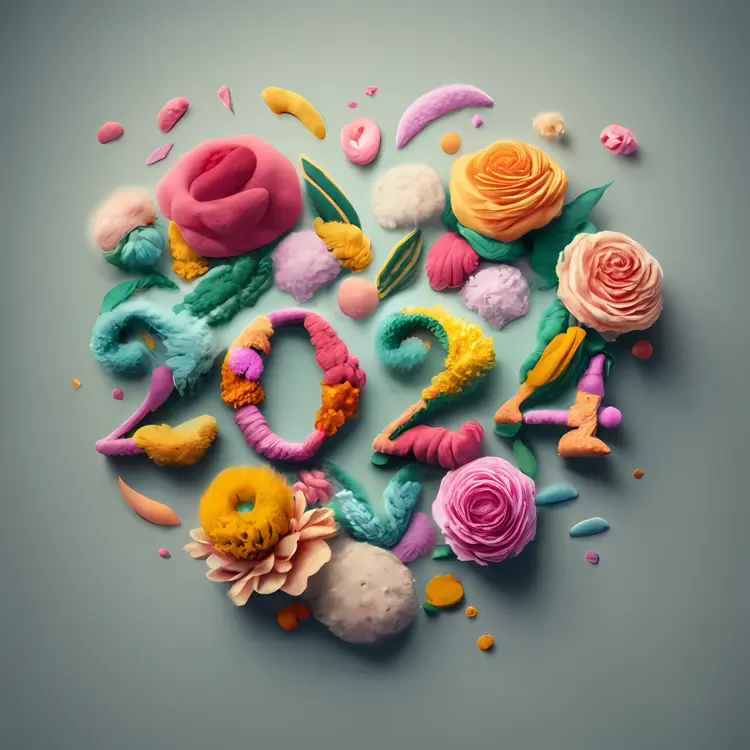 2024 Text with Flowers and Heart