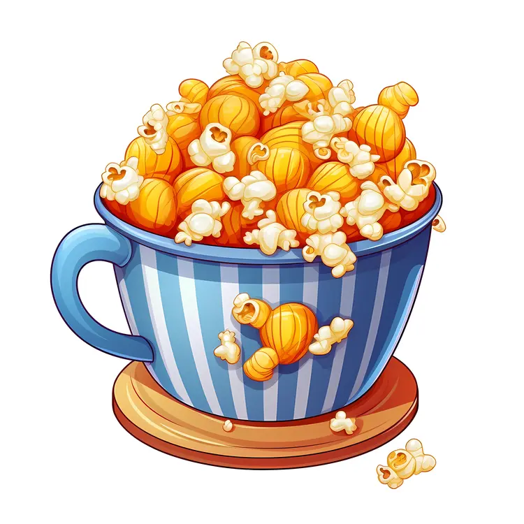 Delicious Popcorn in Blue Striped Cup