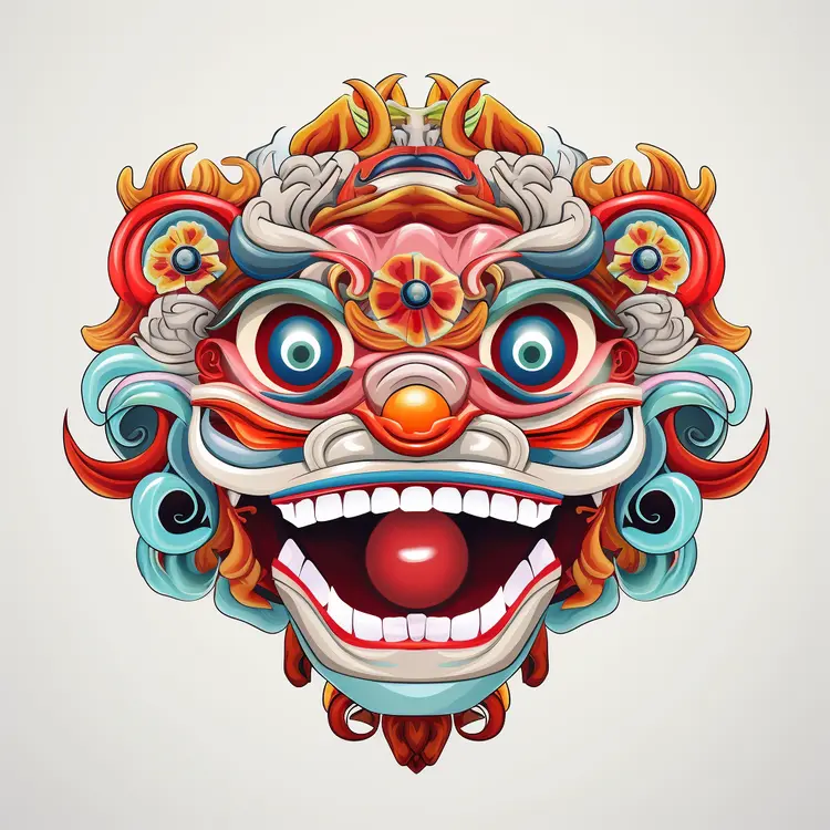 Vibrant Lion Dance Mask
