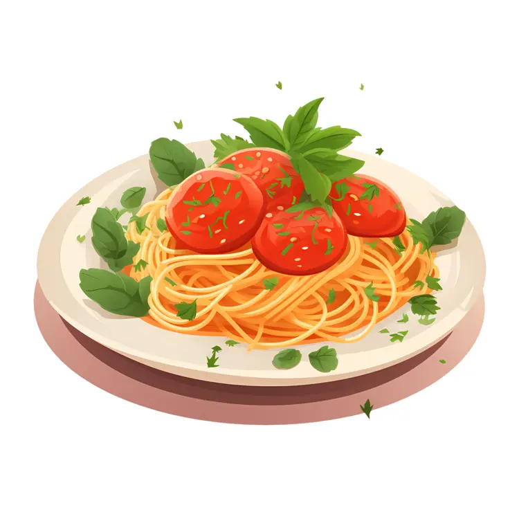 Spaghetti with Tomato Sauce and Basil
