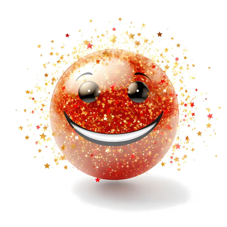 Smiling Ornament with Glitter and Stars