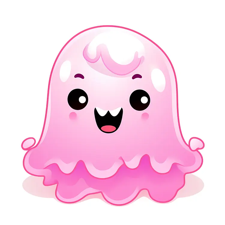 Cute Pink Jellyfish Cartoon Illustration