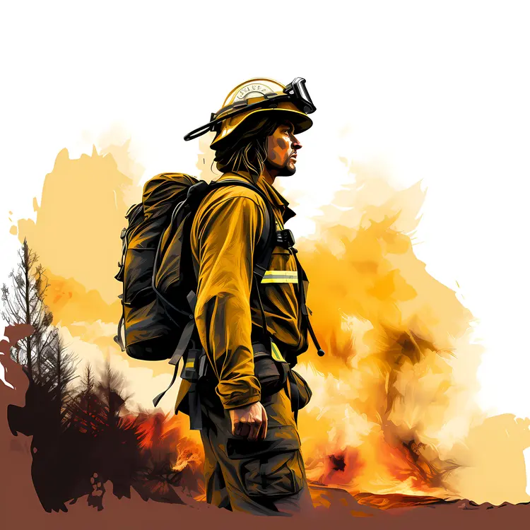 Firefighter Standing Amidst Flames