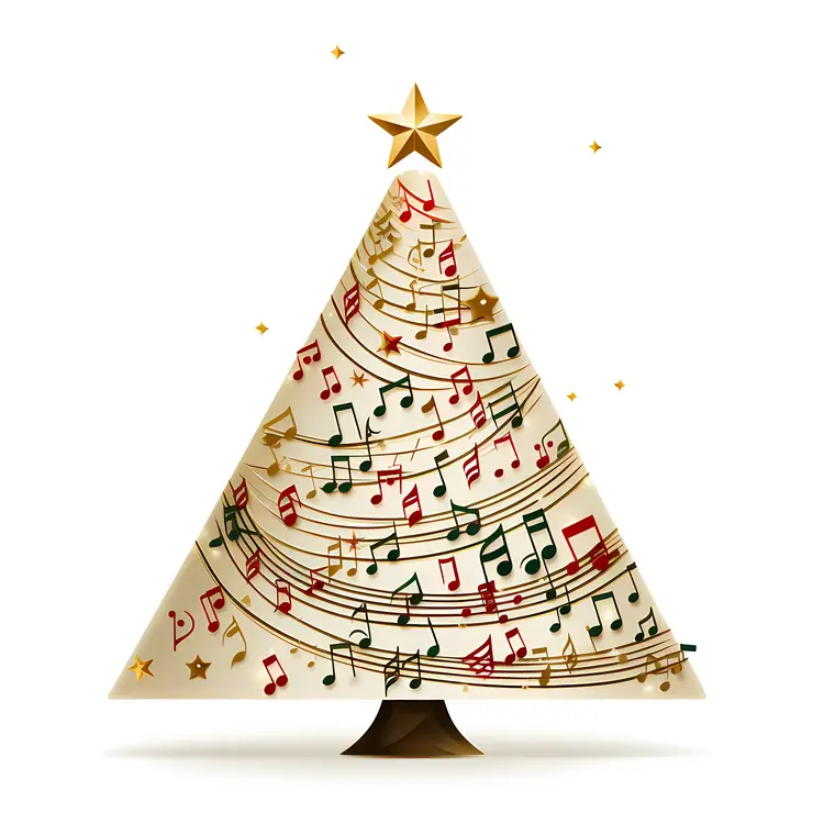 Christmas Tree with Music Notes and Star