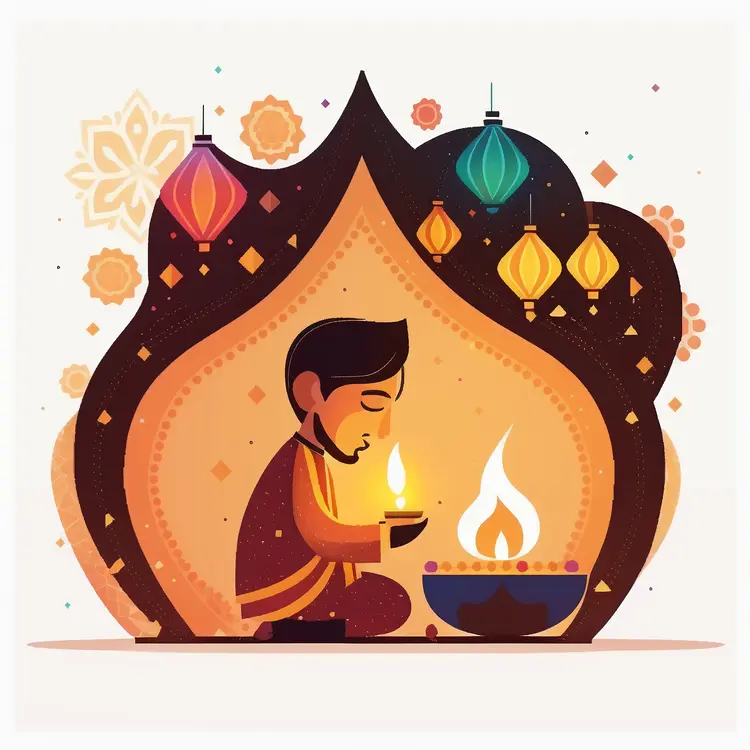 Diwali Festival Celebration with Traditional Lights and Decorations