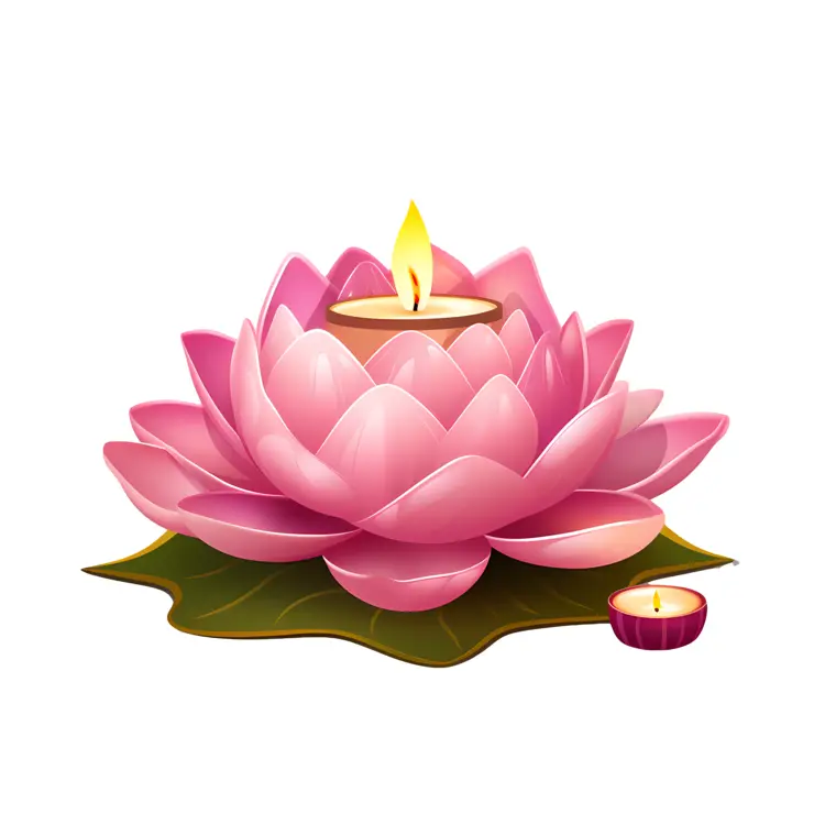 Pink Lotus Candle with Small Candle