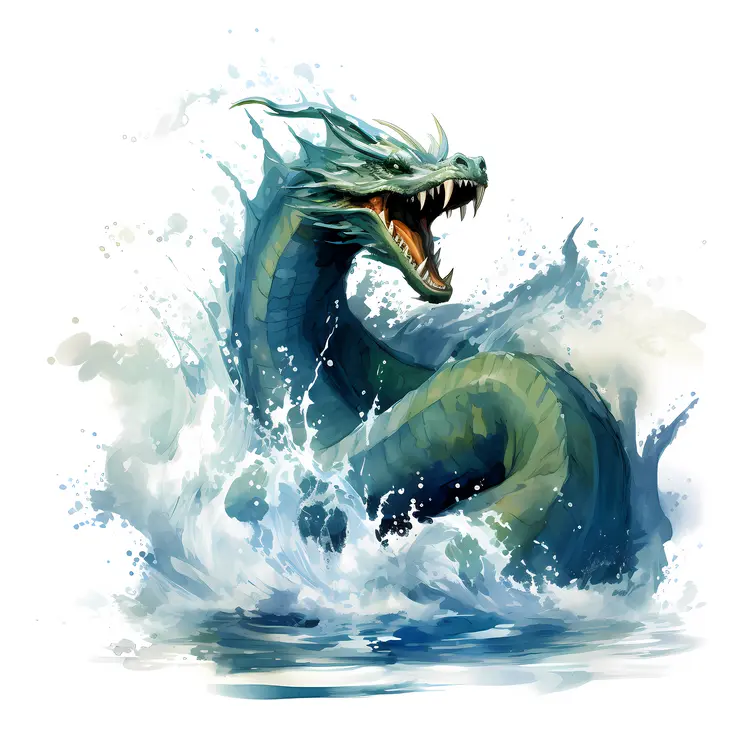Ferocious Sea Serpent Emerging from the Ocean
