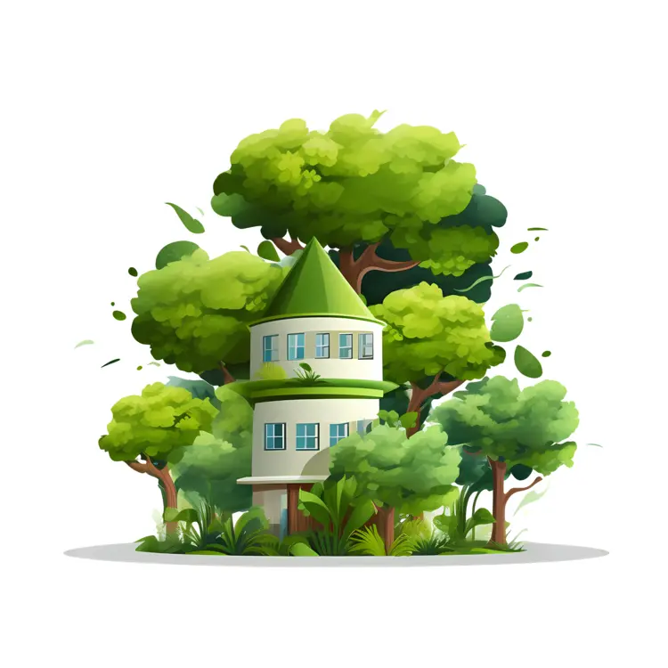 Small Cute Doodle House with a Green Roof