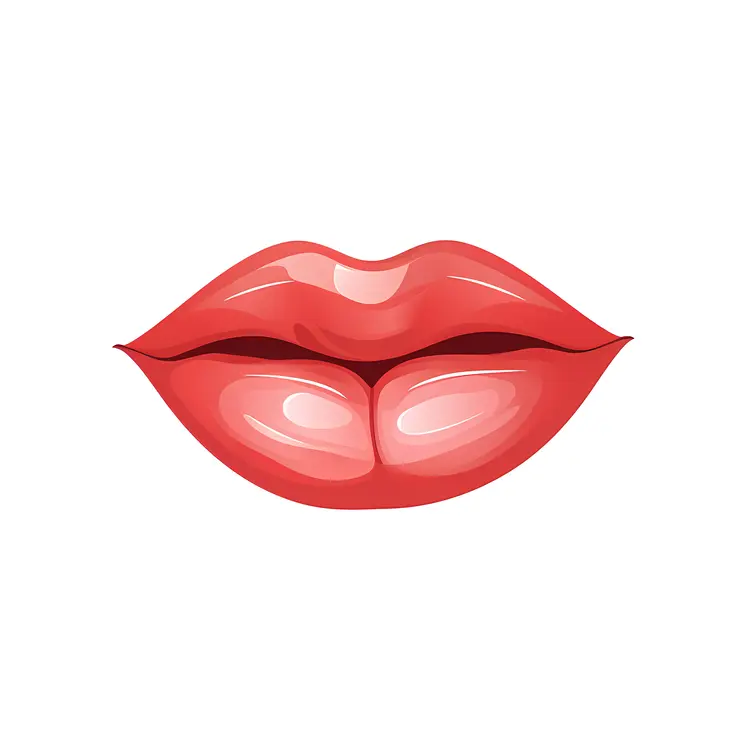 Glossy Pink Cartoon Lips